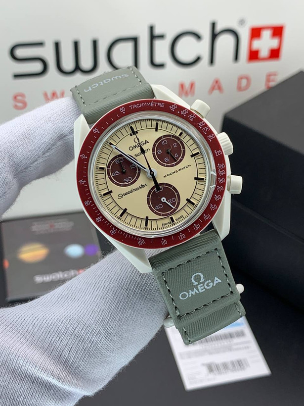 ساعت امگا سواچ مدل ما موریت پولوتون بند رابر Omega Swatch polotn
